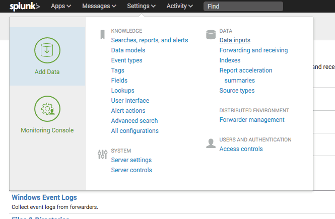 Splunk settings